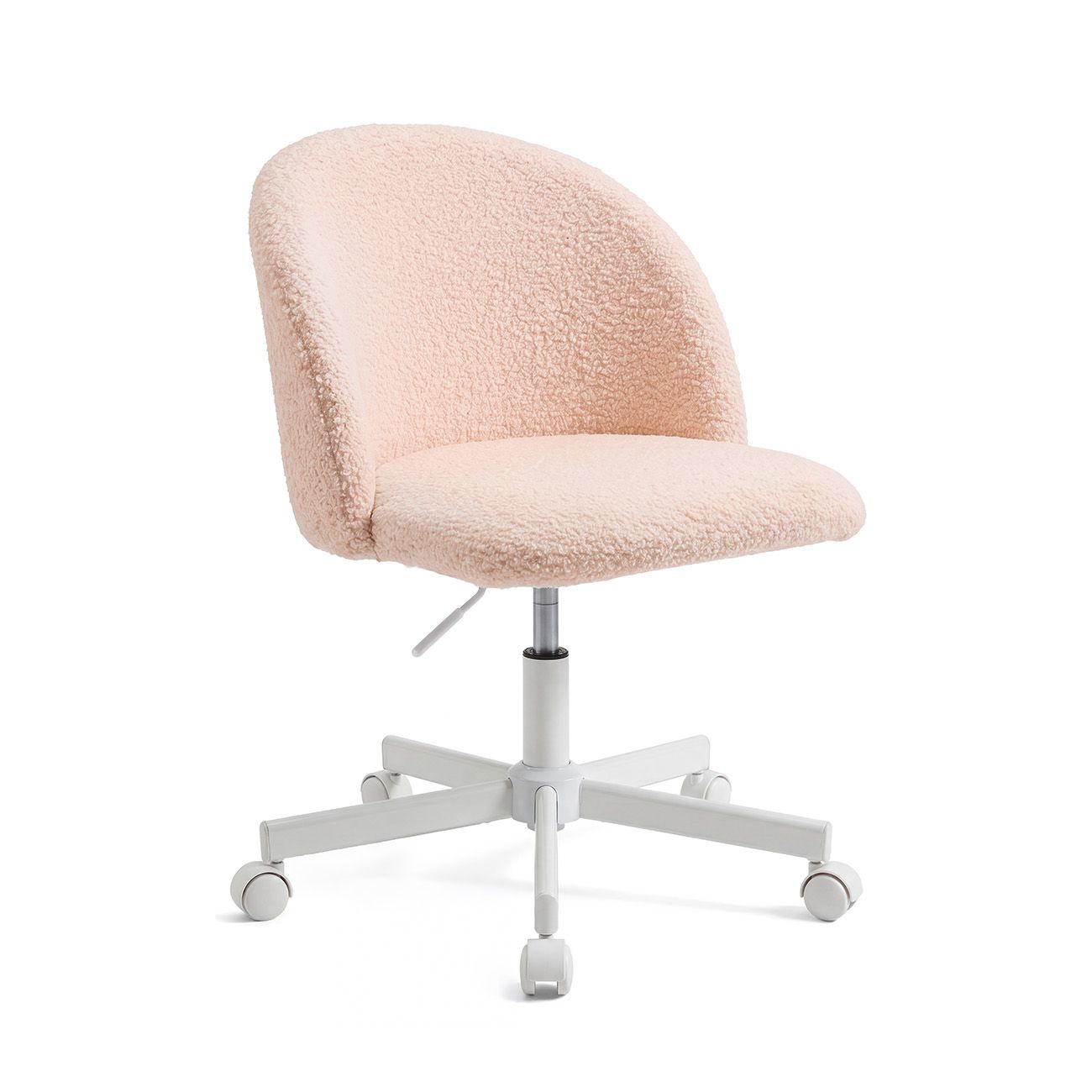 Silla de escritorio tapizada en borreguito 76-89,5 cm candy rosa empolvado