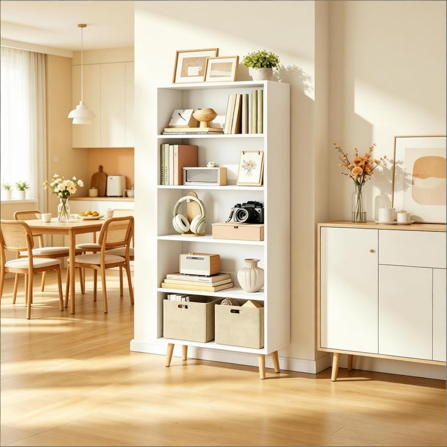 Estantería librería de pie 5 huecos blanca 144x60x24cm