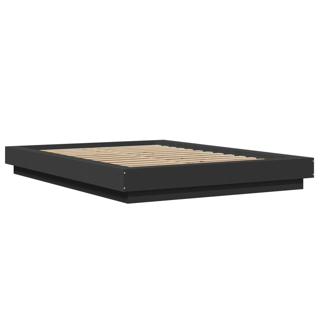 vidaXL estructura cama con luces LED madera ingeniería negro 120x190cm