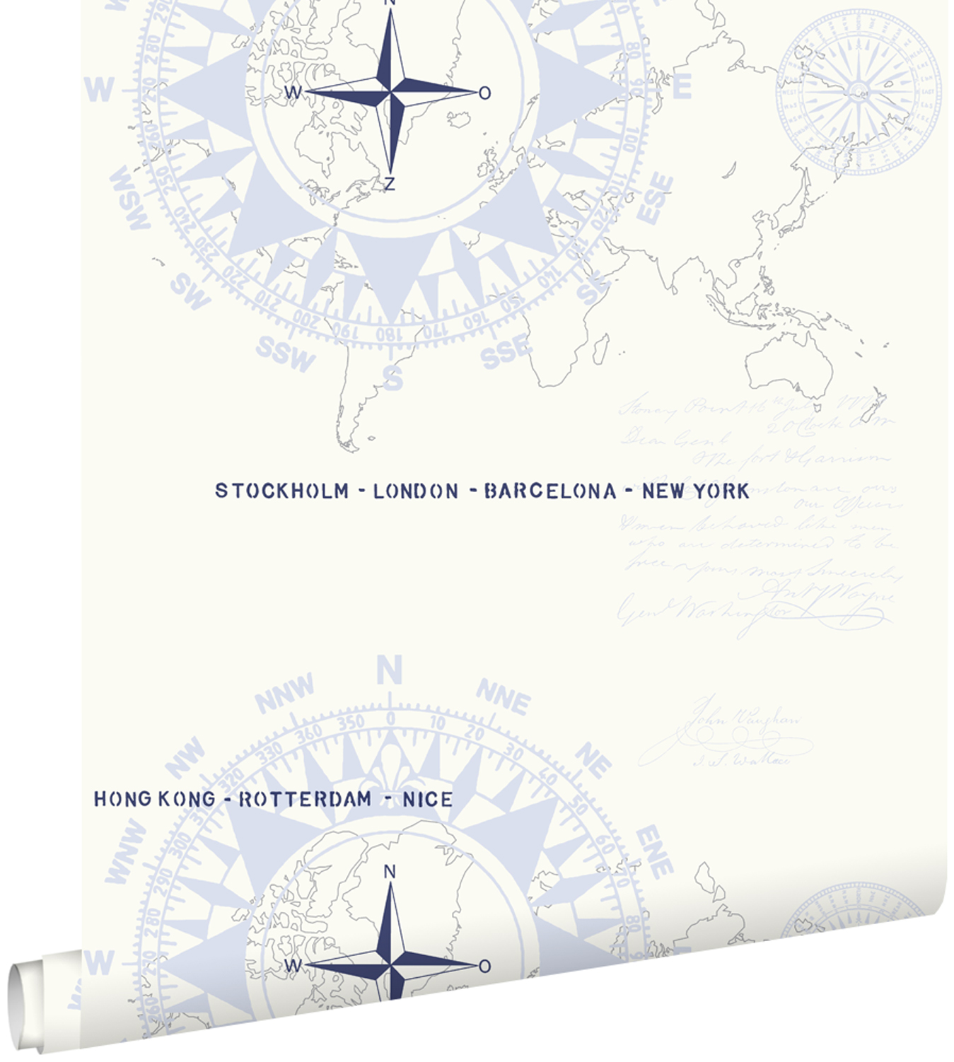 Estahome papel pintado brújula azul claro - 53 cm x 10.05 m - 136421
