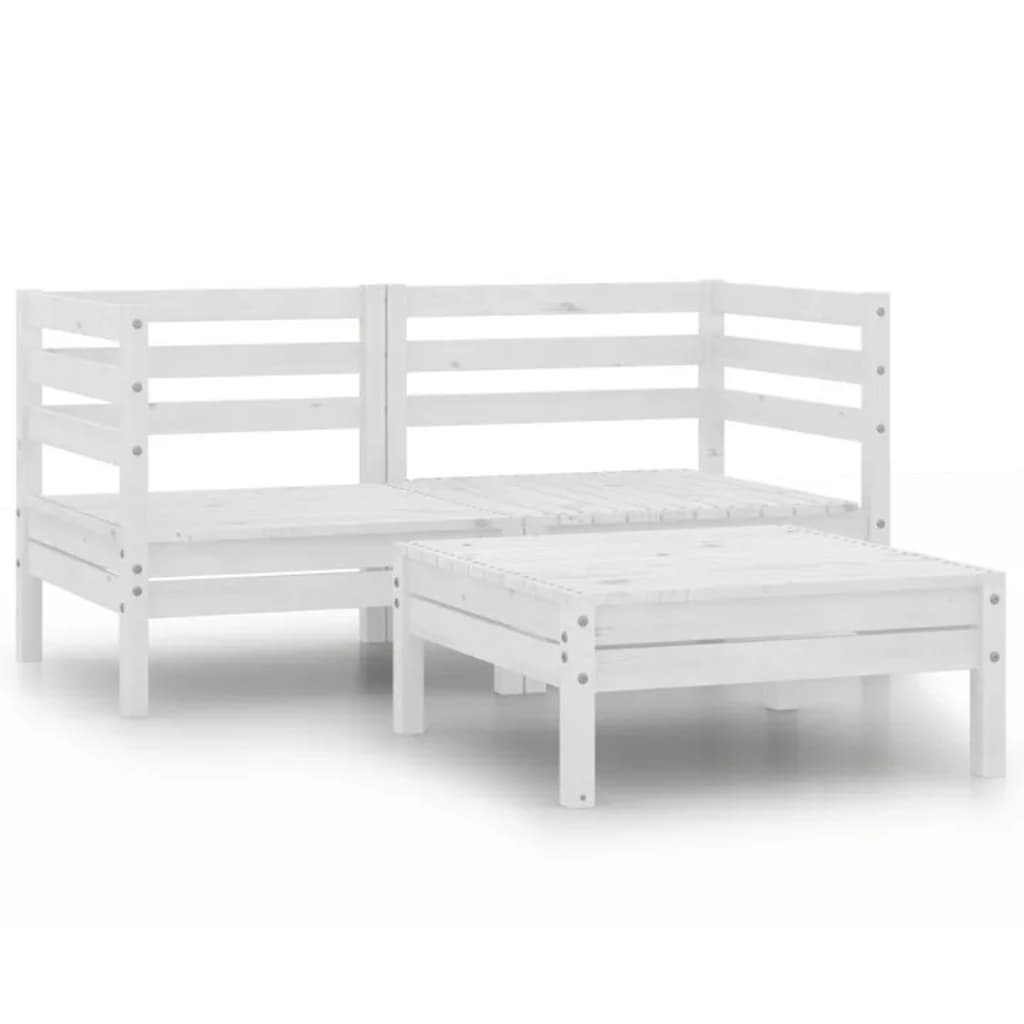 vidaXL conjunto de muebles de jardín 3 pzas madera maciza pino blanco