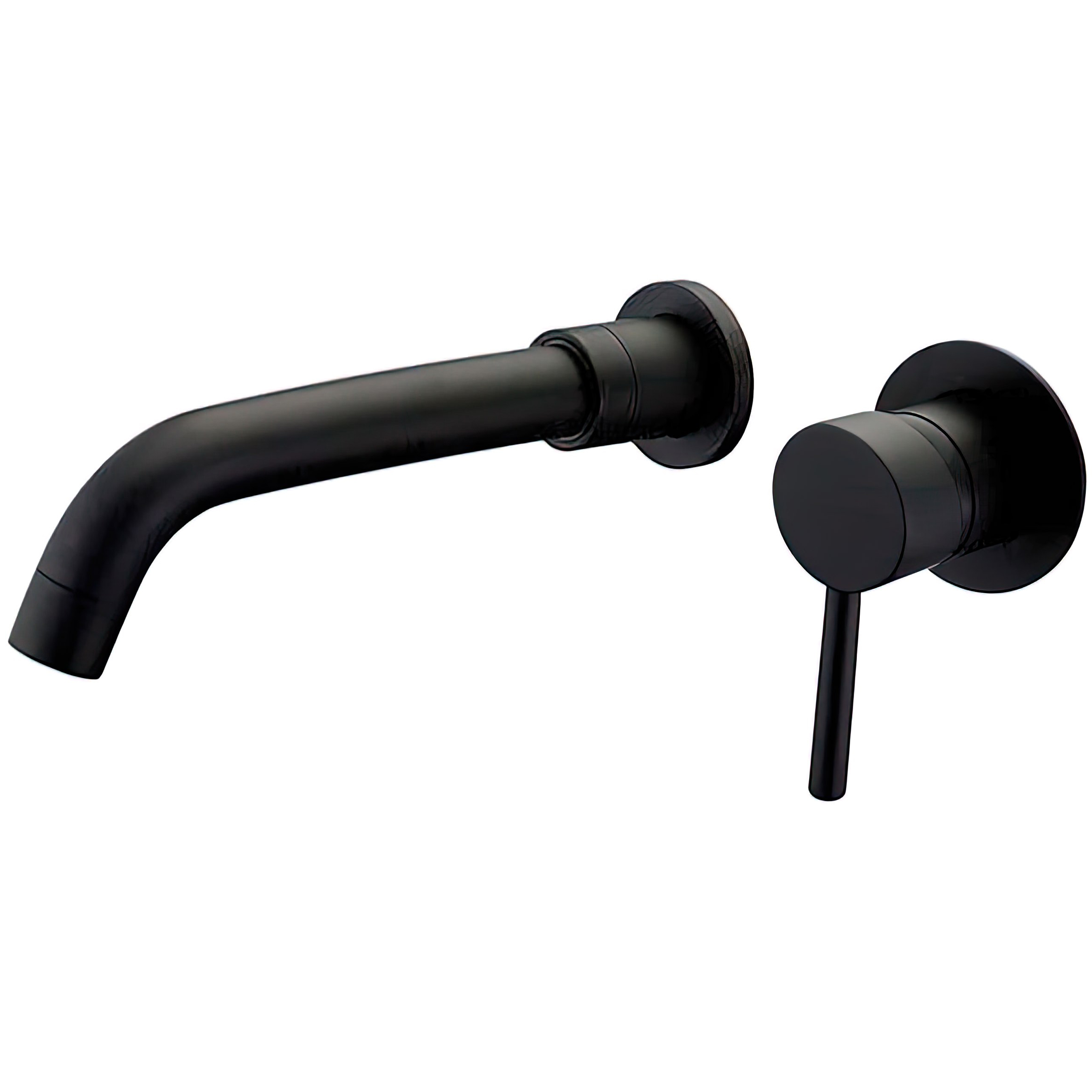 Valaz grifo lavabo empotrado redondo monomando con caño de 21cm negro mate