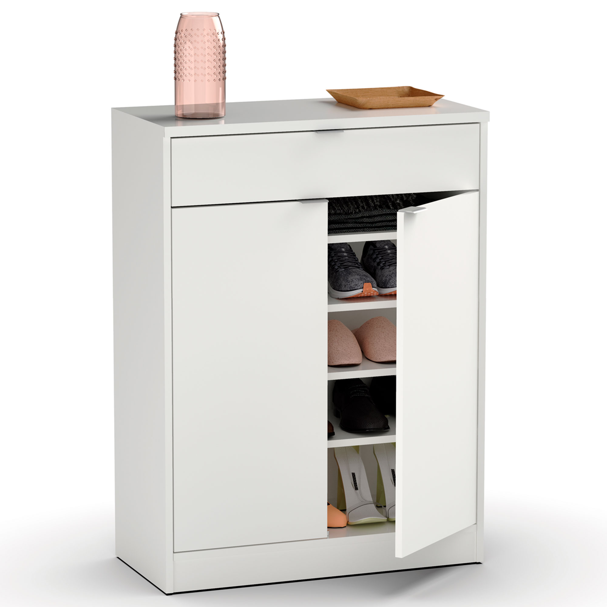 Zapatero entrada recibidor, mueble auxiliar e briebe domus blanco