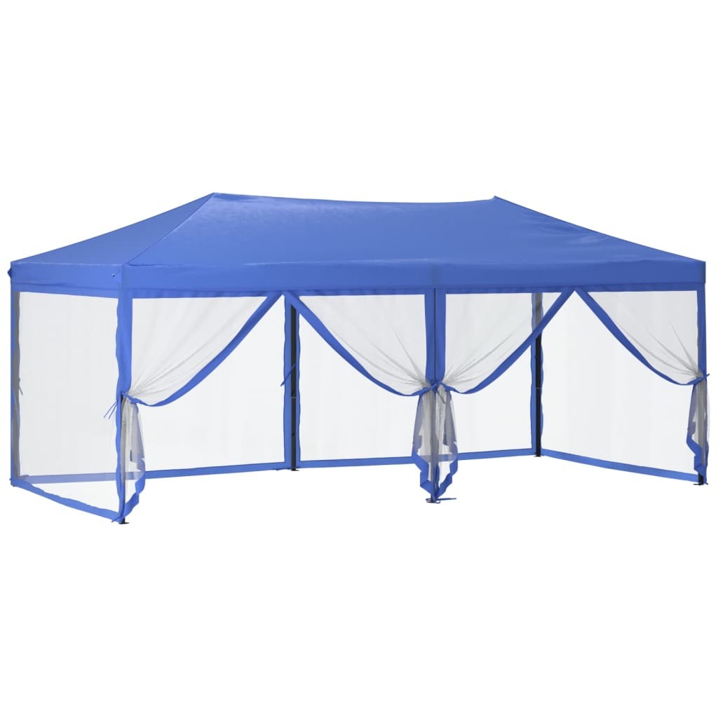 vidaXL carpa para fiestas plegable con paredes laterales azul 3x6 m