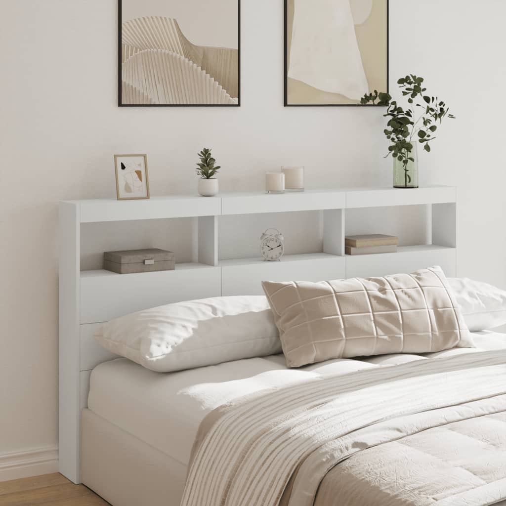 Cabecero de cama con LED blanco 180x17x102 cm
