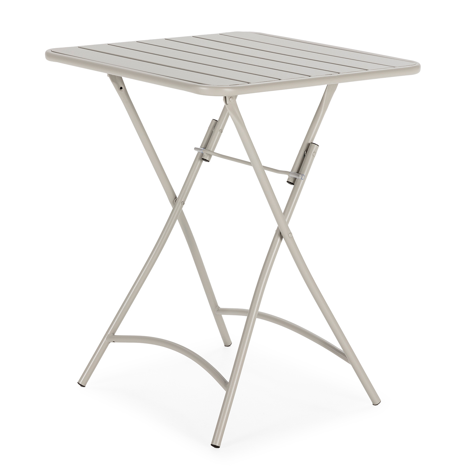 Mesa de jardín plegable perla de metal en gris 60x60 cm