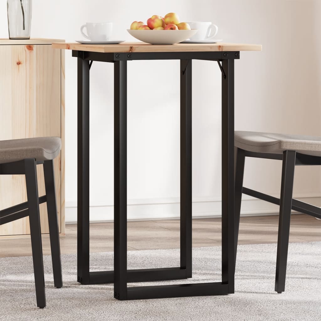 Mesa de comedor marco o madera maciza pino y acero 50x50x75 cm oif145363
