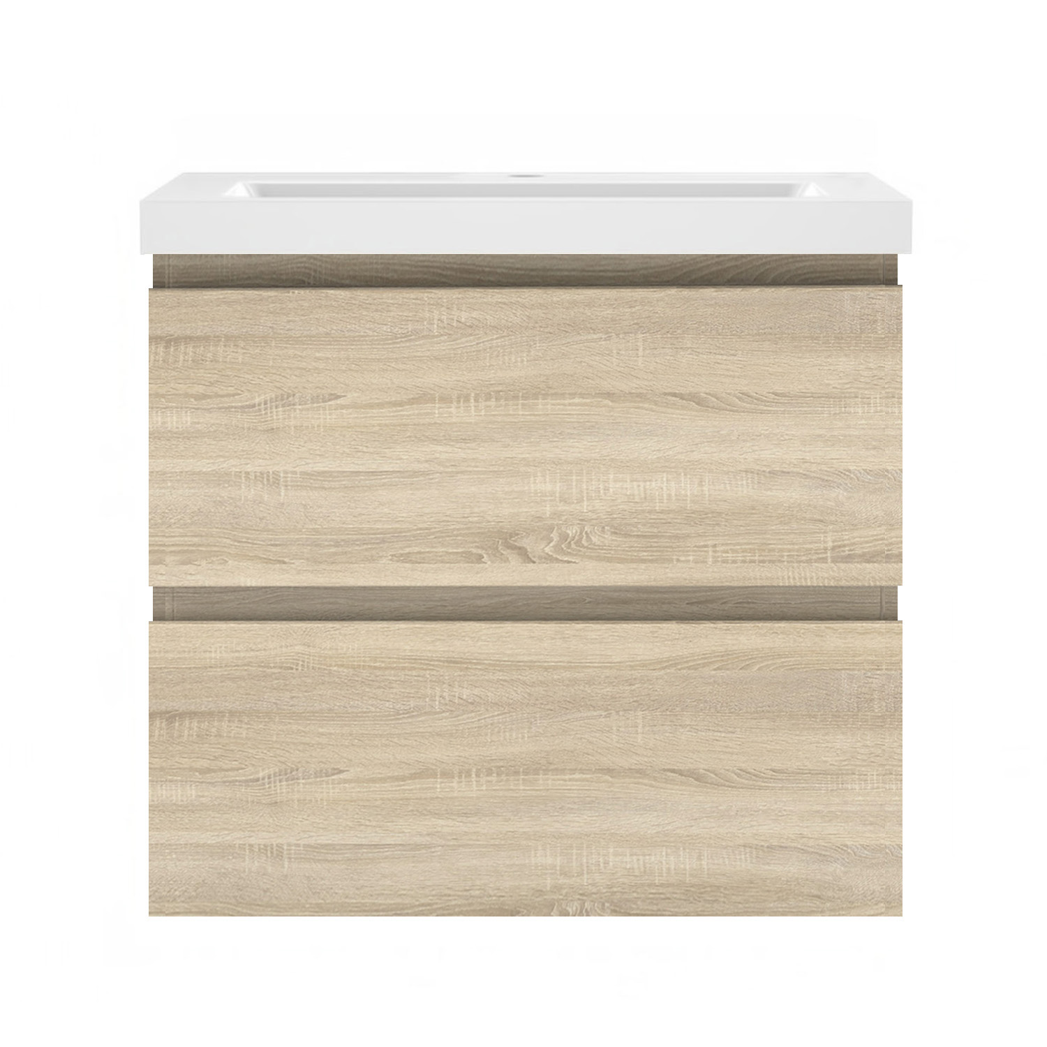 Aica mueble de baño con lavabo, roble, dos cajones, 50 x 38,5 x 52 cm