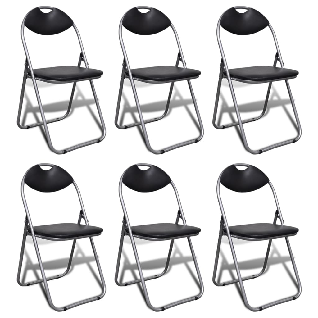 Sillas de comedor plegables 2 uds cuero sintético y acero negro qweo8866