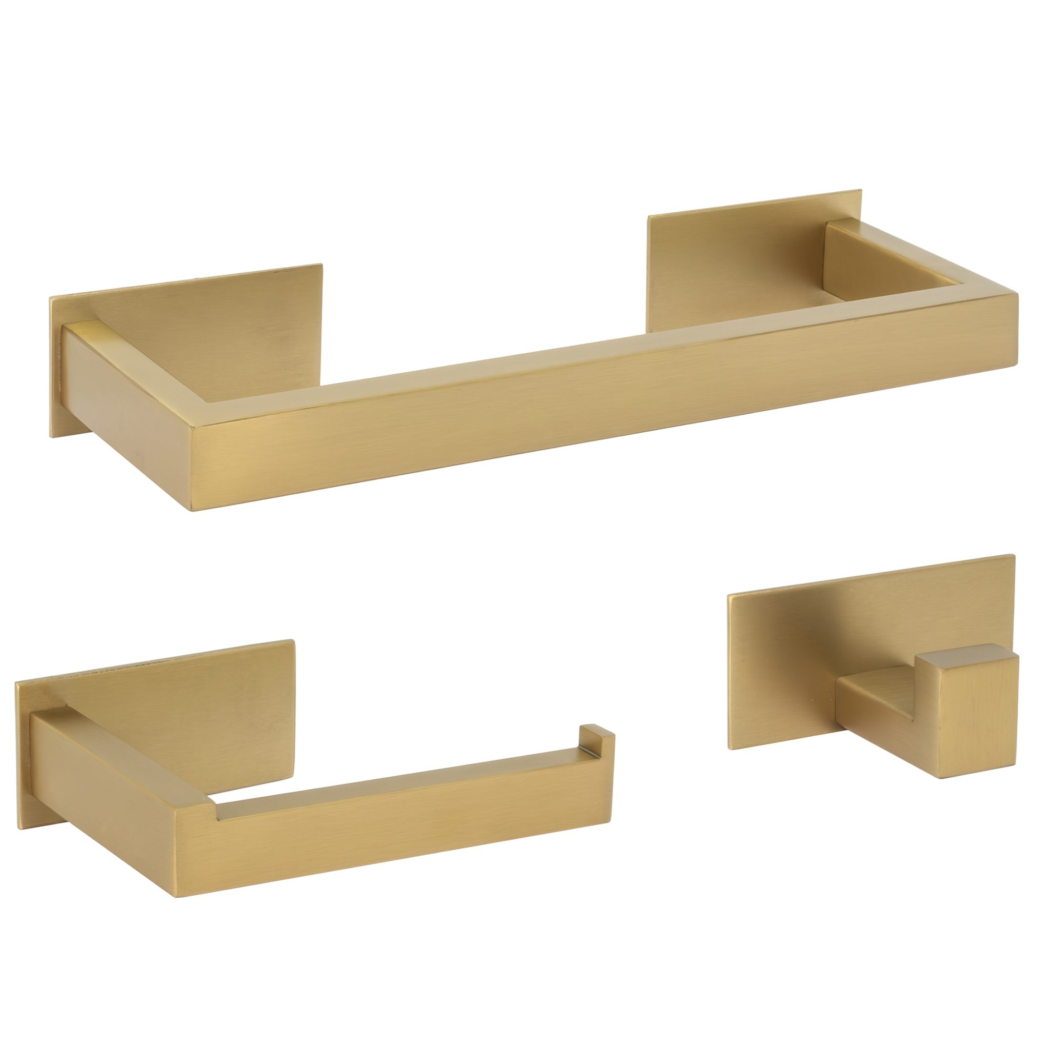 Valaz accesorios oro mate cuadrados toallero 30cm+3perchas+portarollos