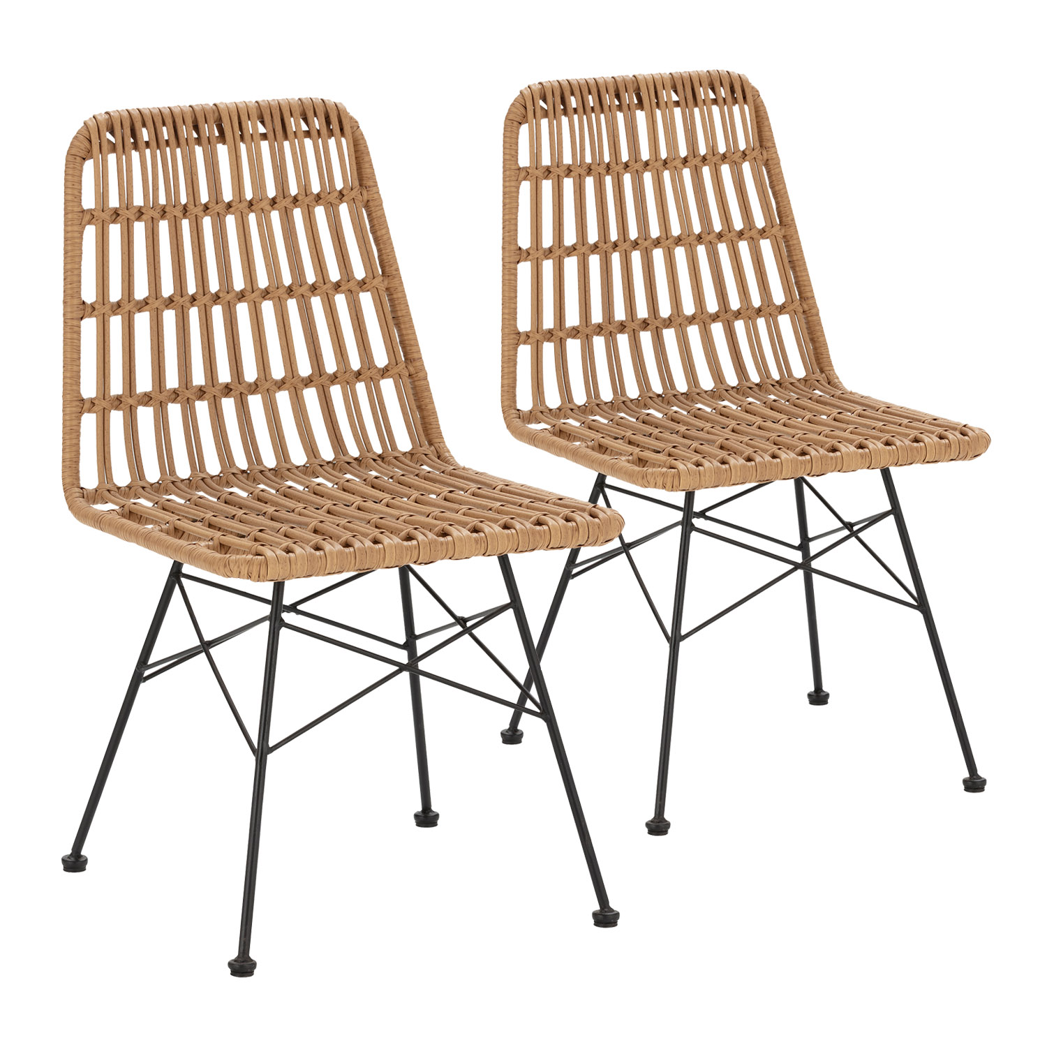 Pack 2 sillas de comedor o jardín aitana ratan/negro