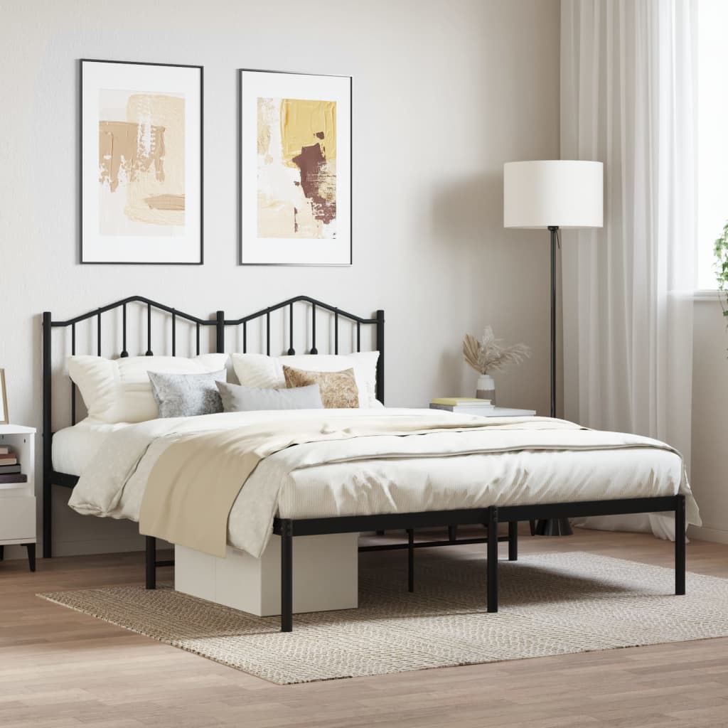 Cama sin colchón con cabecero metal negro 140x190 cm es6575