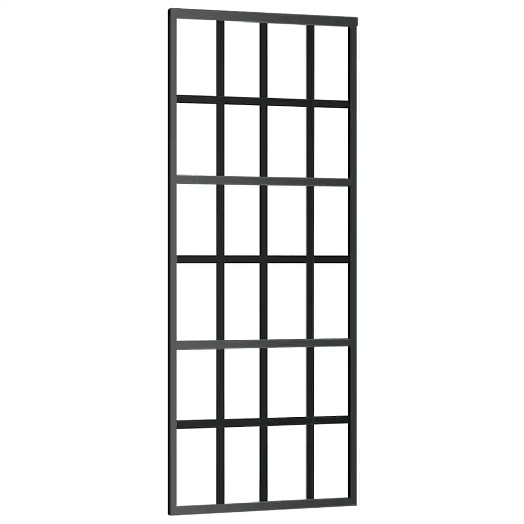 vidaXL puerta corredera esg vidrio y aluminio negra 76x205 cm