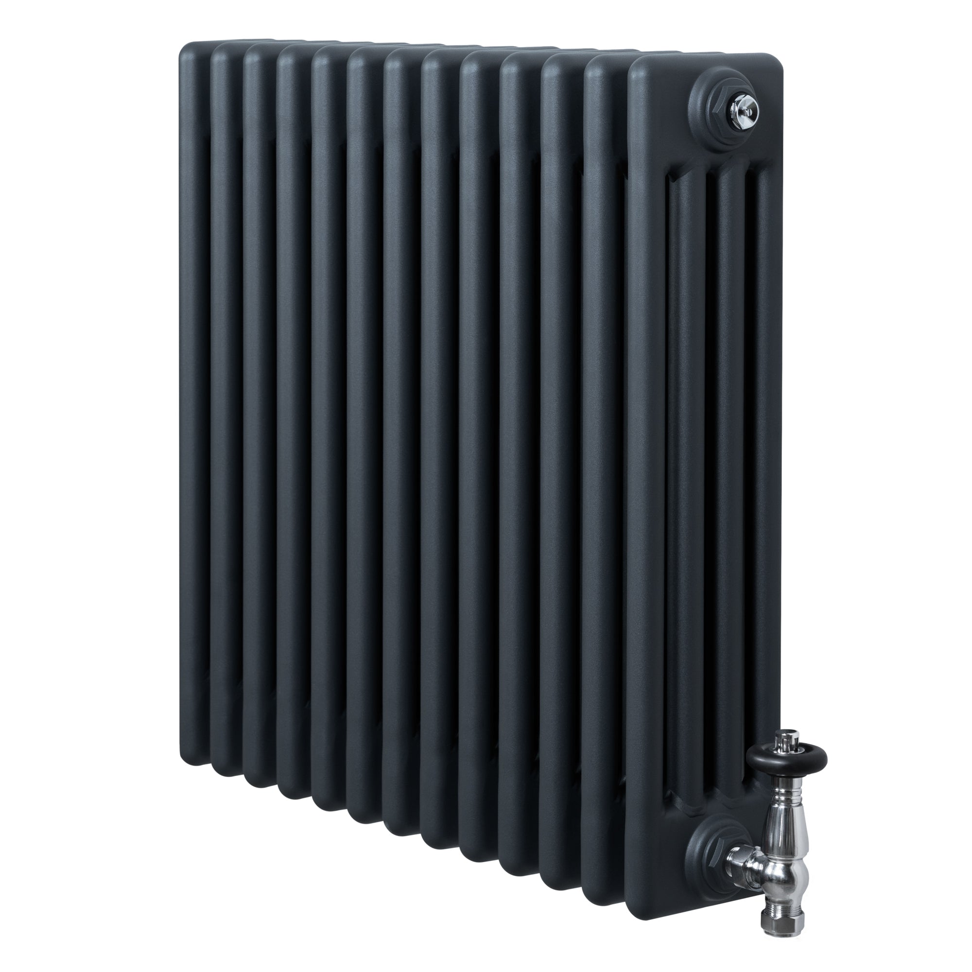 Radiador tradicional de 4 columnas y válvulas – 600 x 605 mm – gris