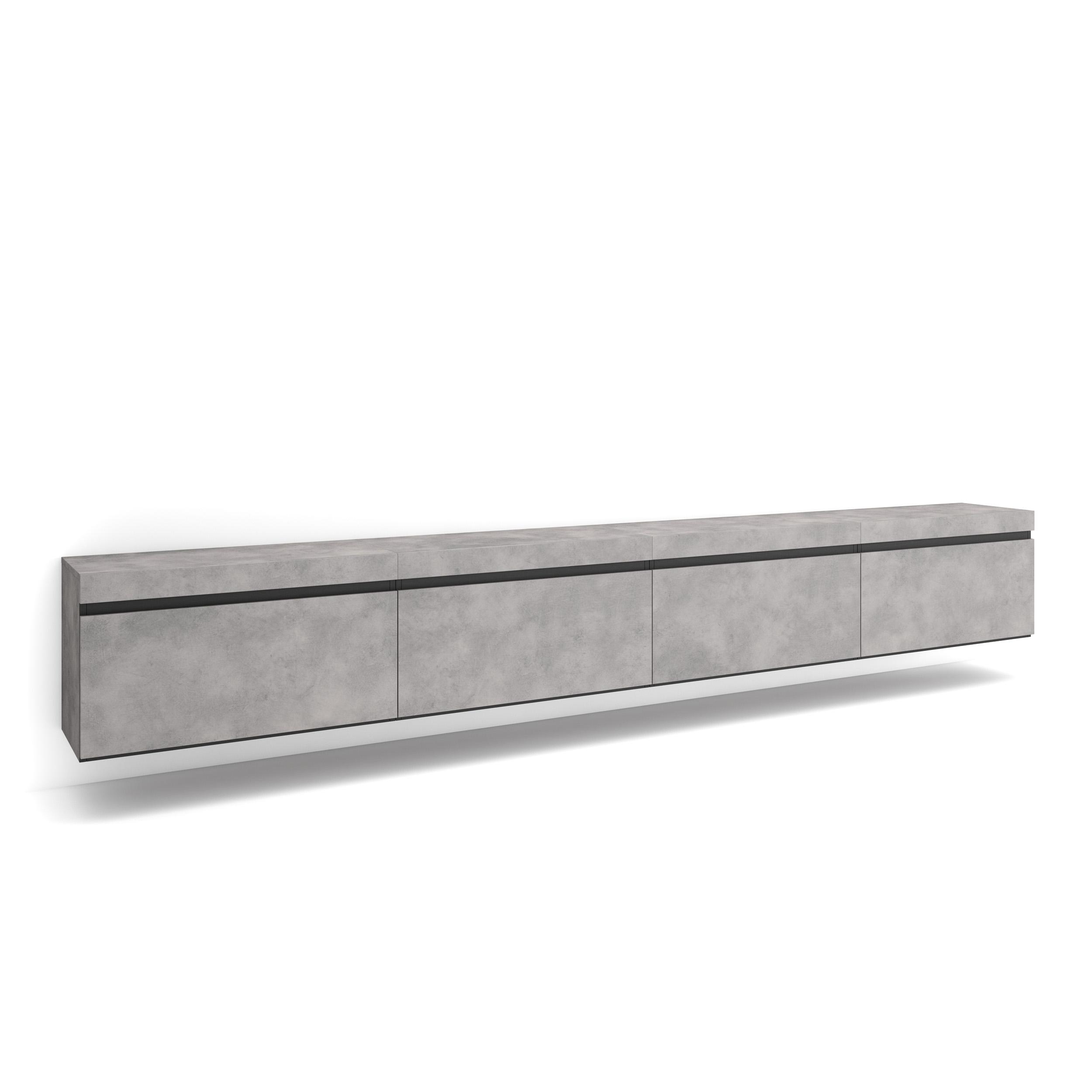 Mueble tv, 320x35x45cm, cemento, colgado, suspendido rf3628