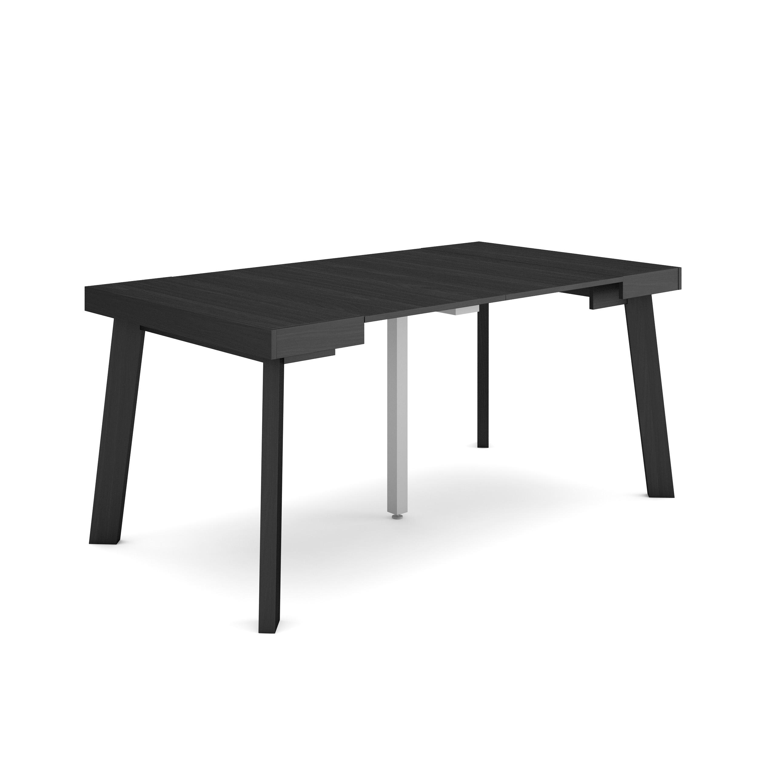 Mesa consola extensible, 160x90x73cm, negro, patas de madera rf3143