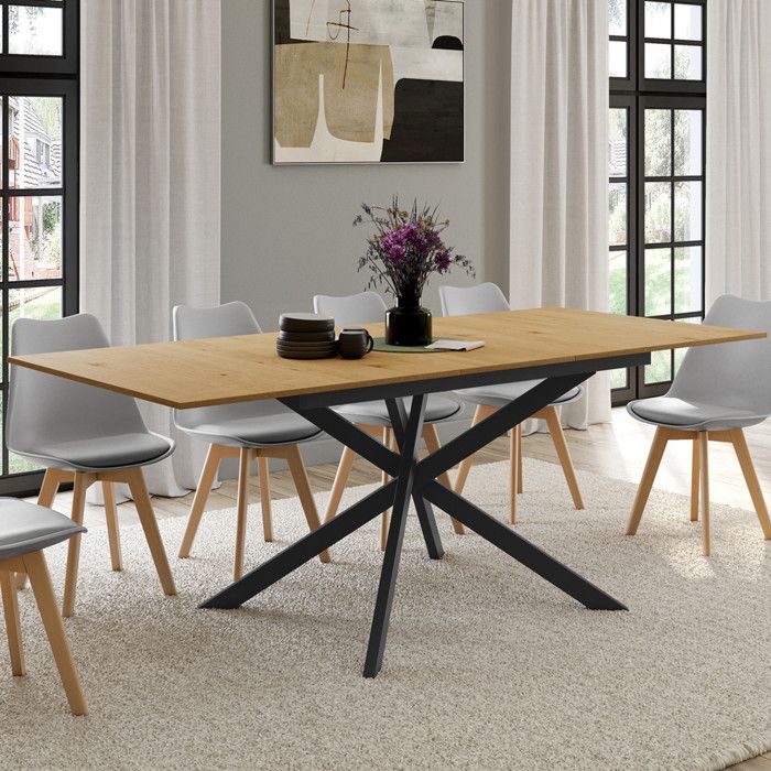 Mesa comedor extensible ines madera negra - 160-200 cm