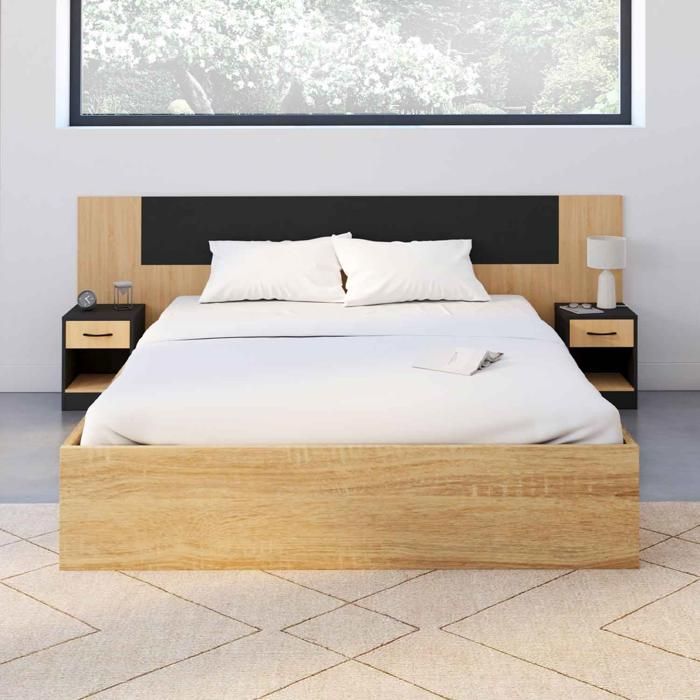 Cabecero de pared - madera negra - l240 cm