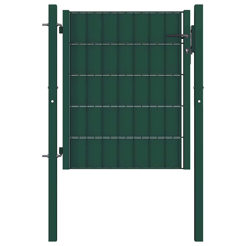 vidaXL puerta de valla de PVC y acero 100 x 100 cm verde