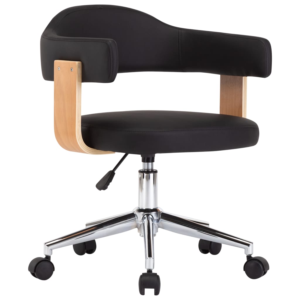 Silla giratoria de oficina/estudio de madera curvada y piel