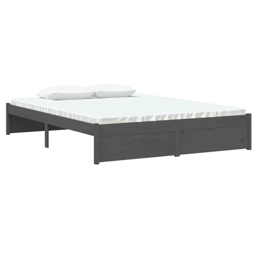 vidaXL estructura cama doble sin colchón madera maciza gris 135x190 cm