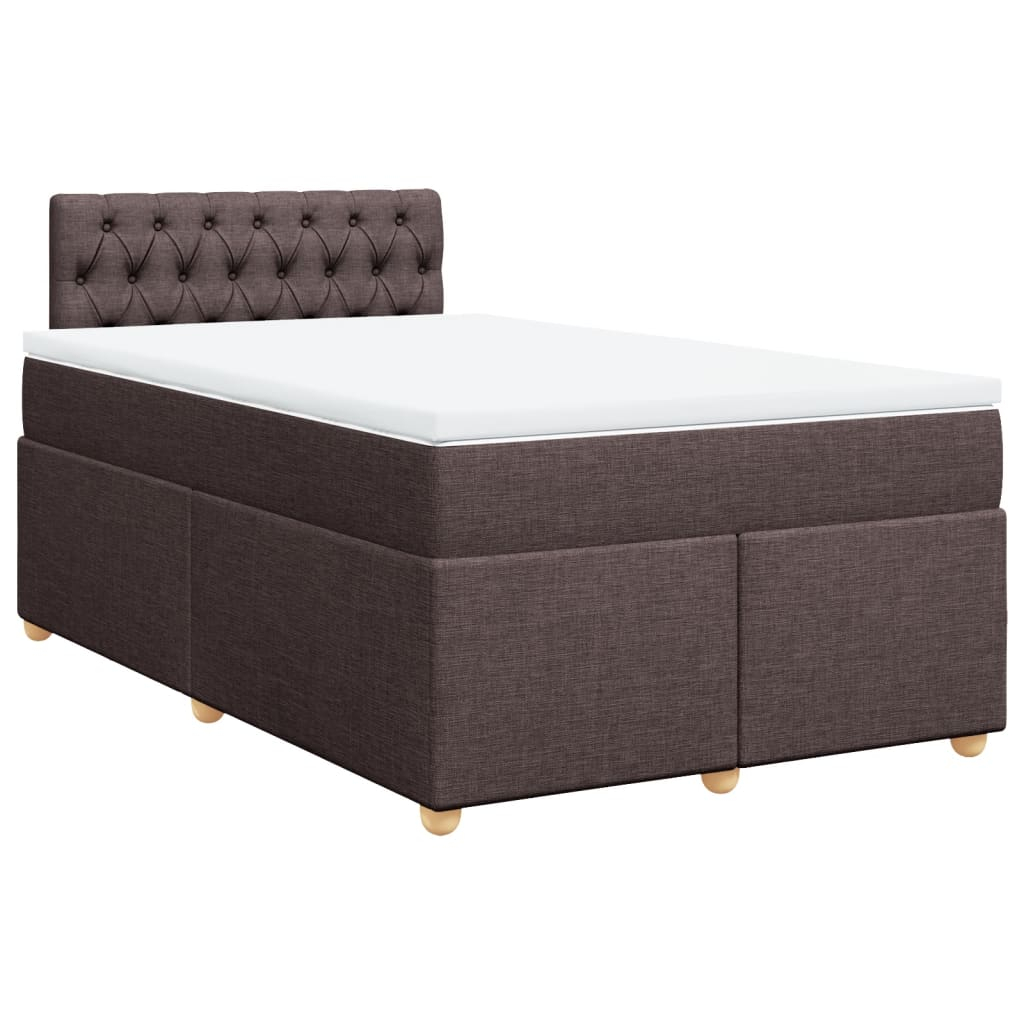 vidaXL cama box spring con colchón tela marrón oscuro 120x190 cm
