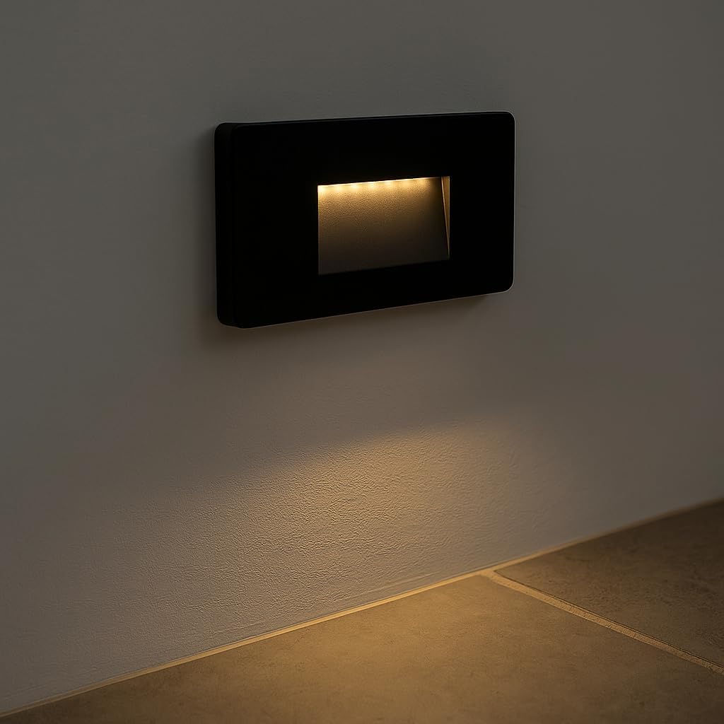 Baliza exterior rectangular, superficie pared, 3w (30w), ip65, luz cálida