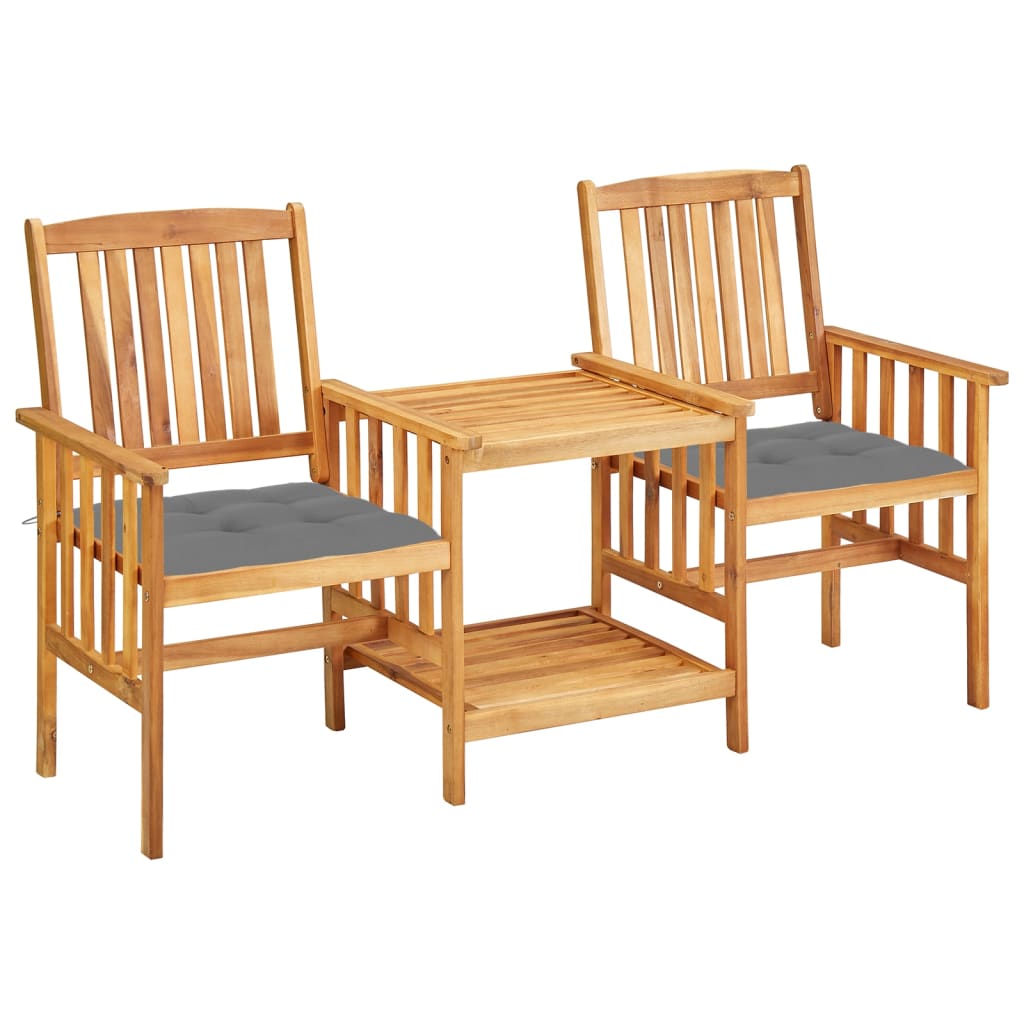 vidaXL sillas y mesita de jardín con cojines madera maciza acacia
