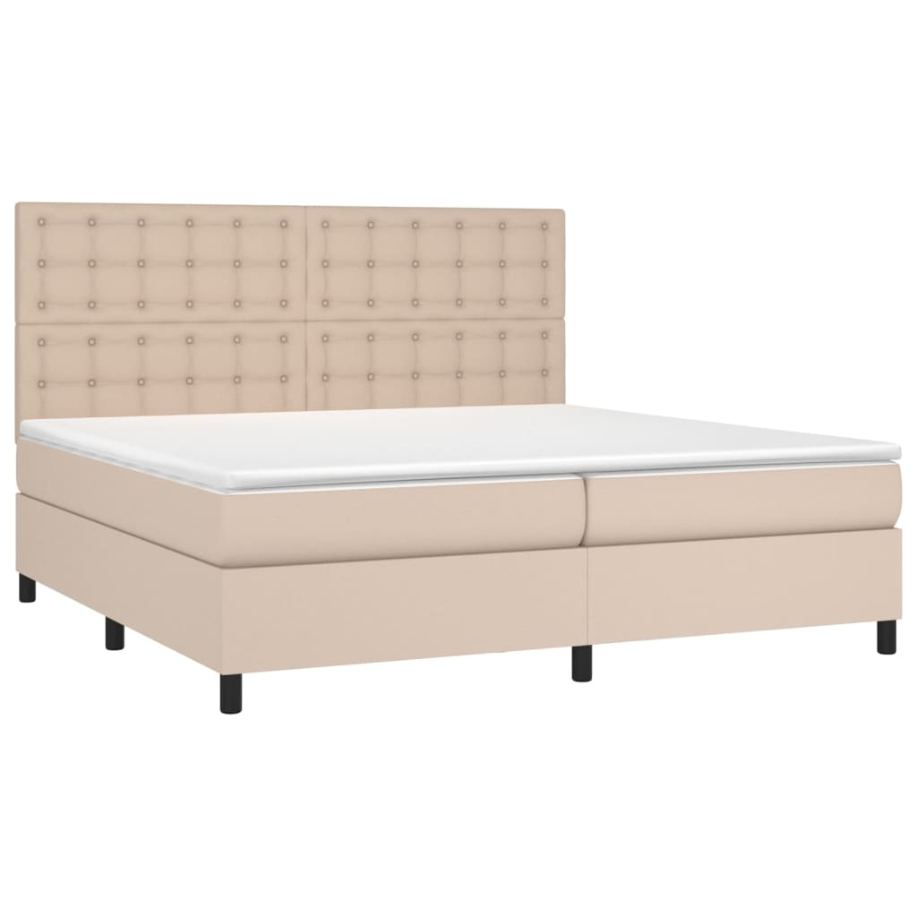 vidaXL cama box spring con colchón cuero sintético capuchino 200x200cm