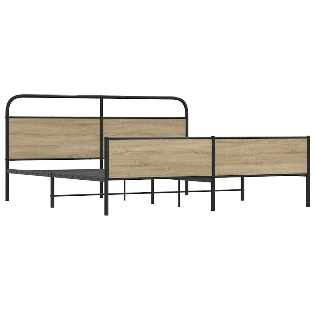 vidaXL estructura de cama sin colchón metal roble ahumado 150x200 cm