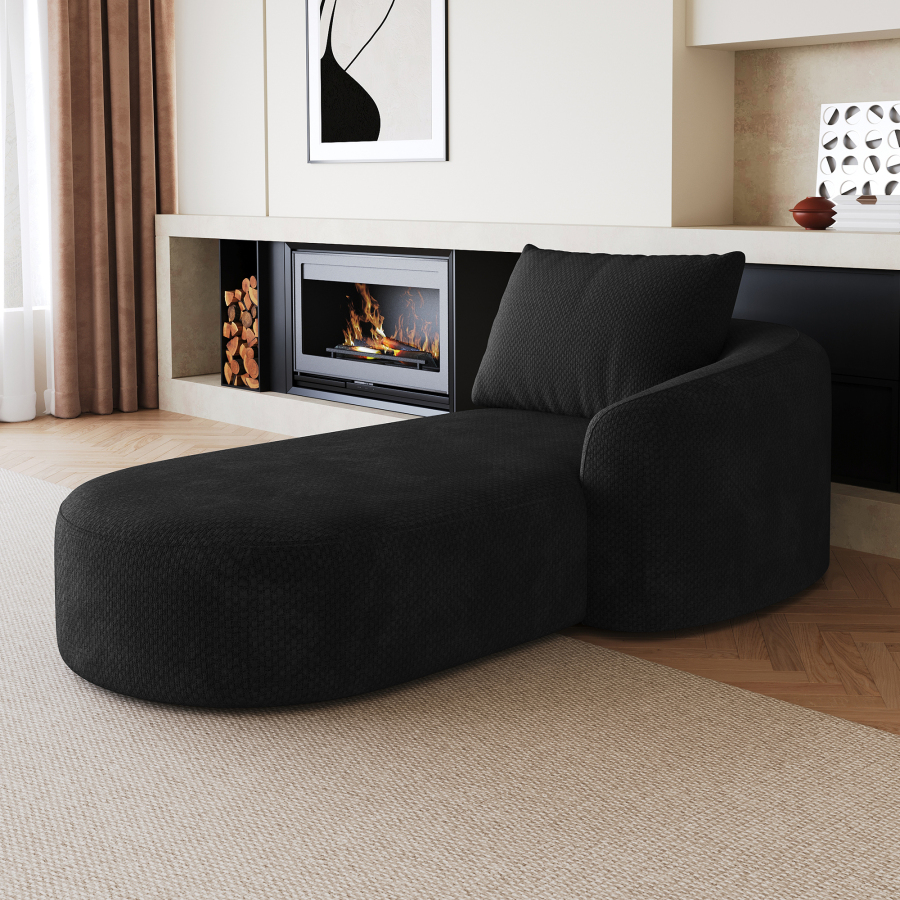 Sofá chaise longue derecha de tela negro confort para salón