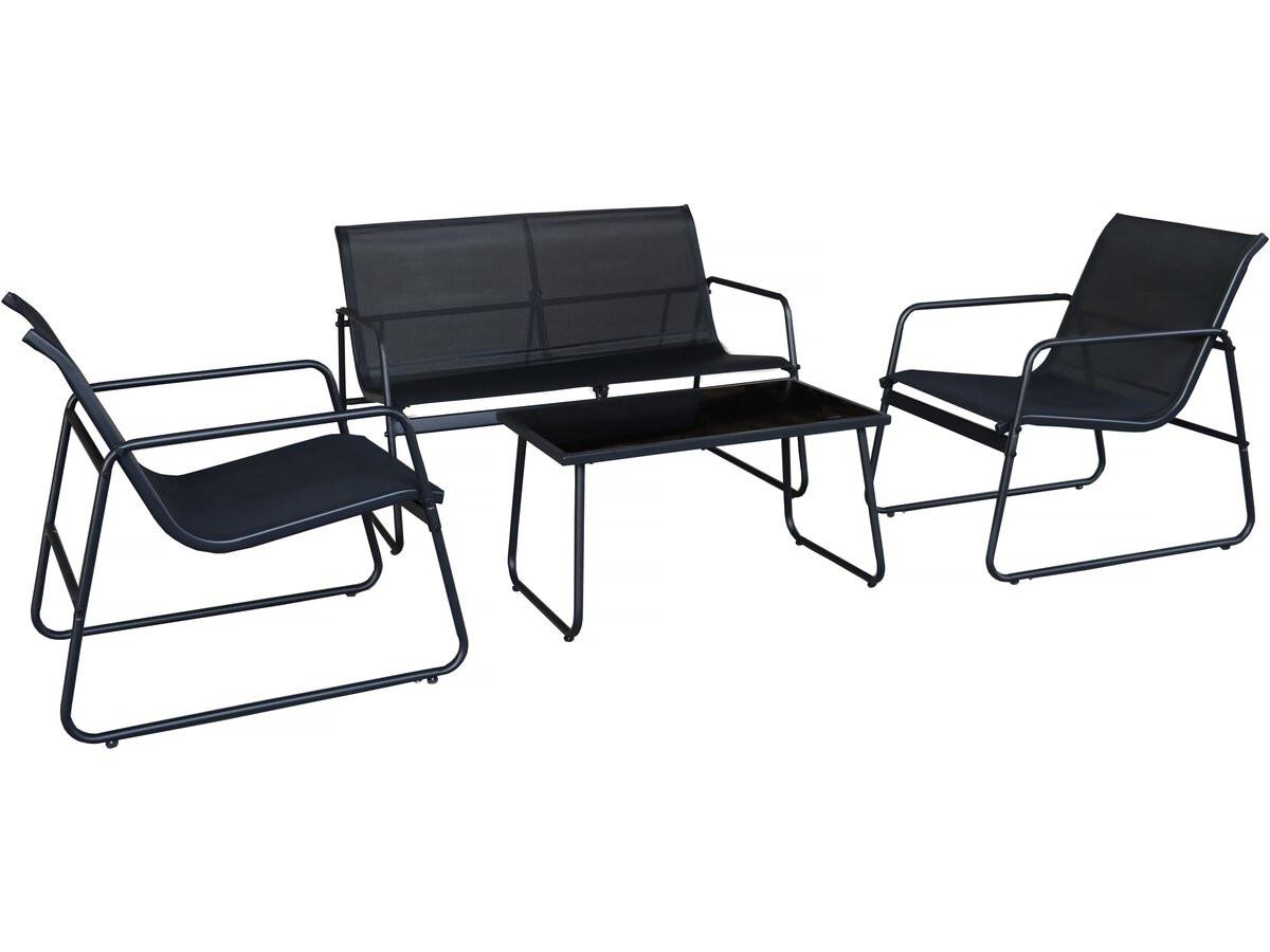 Conjunto de jardín de metal <<fortaleza>> - 4 plazas - negro