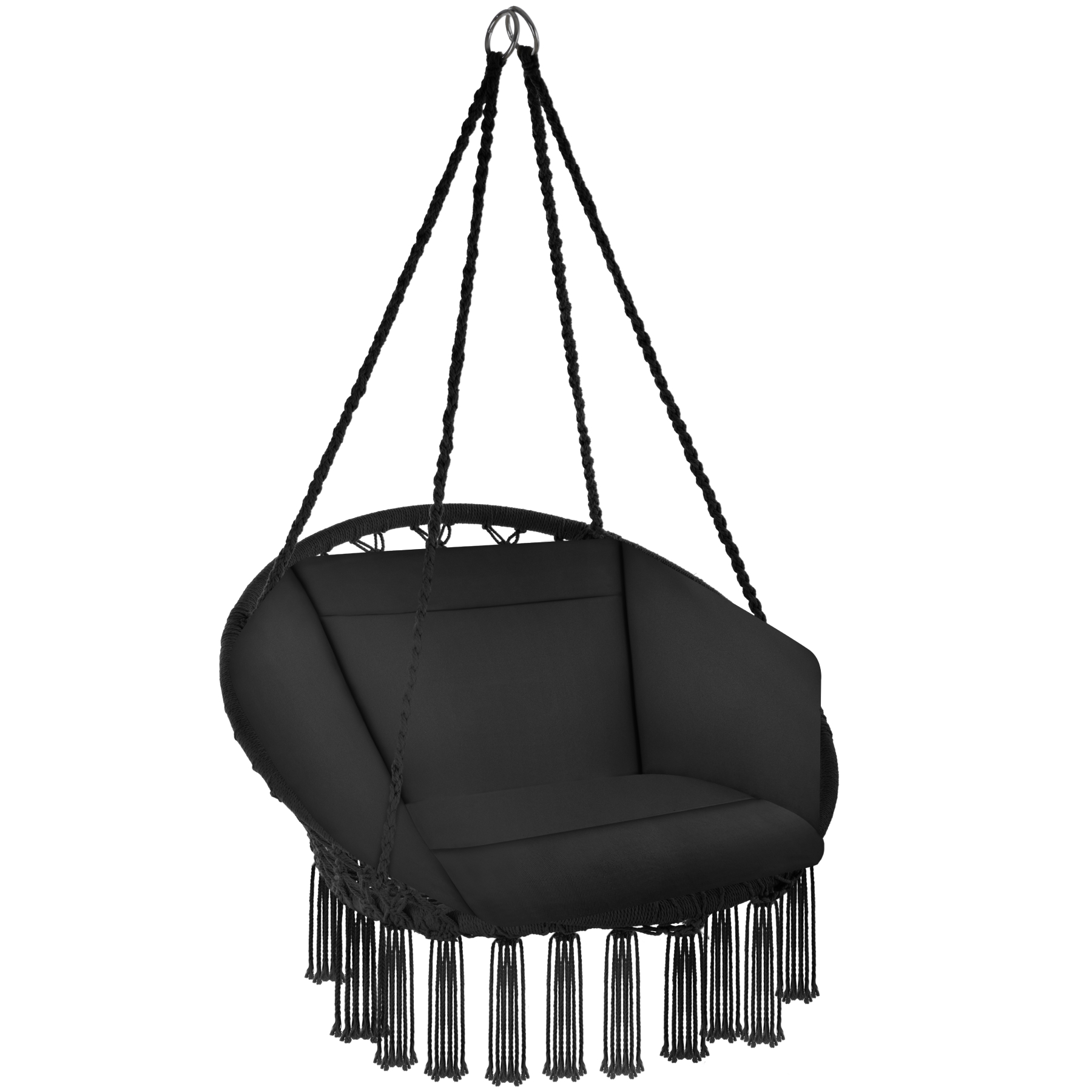 Silla colgante para jardín, malla de algodón, 80 x 72 x 125 cm, negro