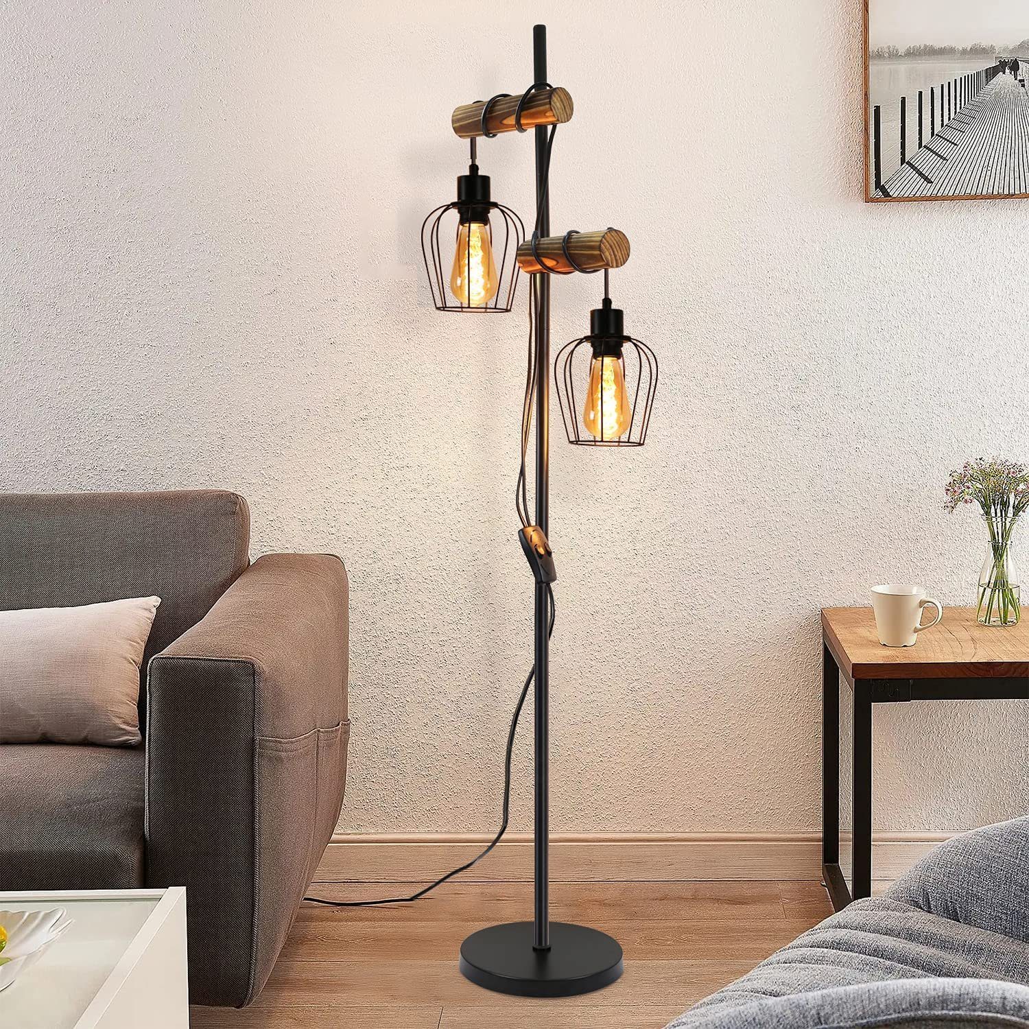 Nettlife lámpara de pie madera 151x40