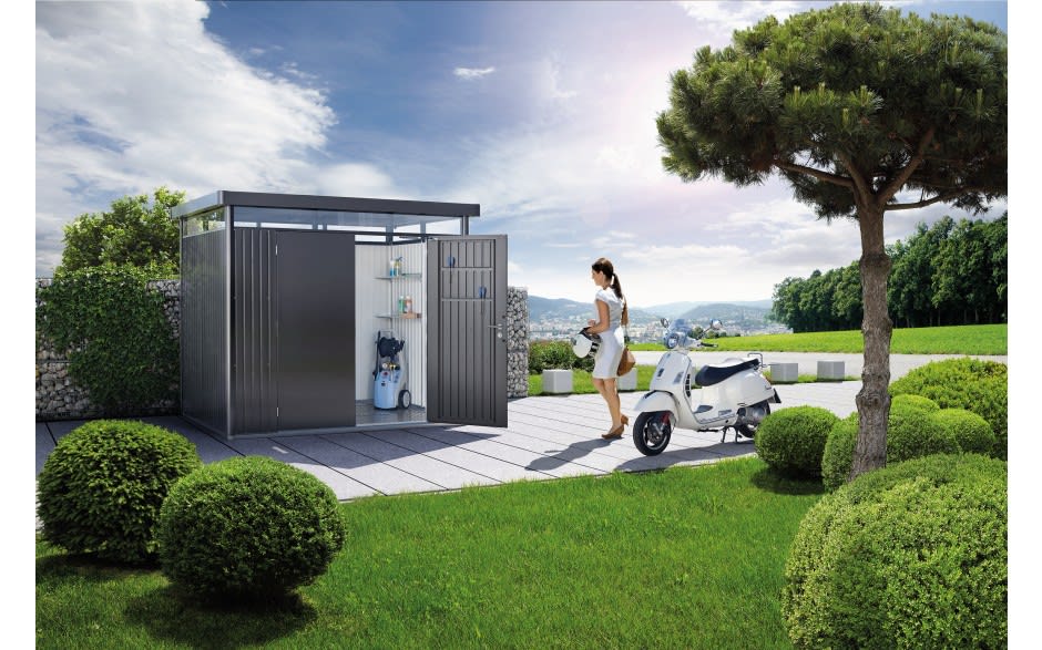 CASETA METALICA BIOHORT JARDIN HIGHLINE H6 COLOR GRIS OSCURO