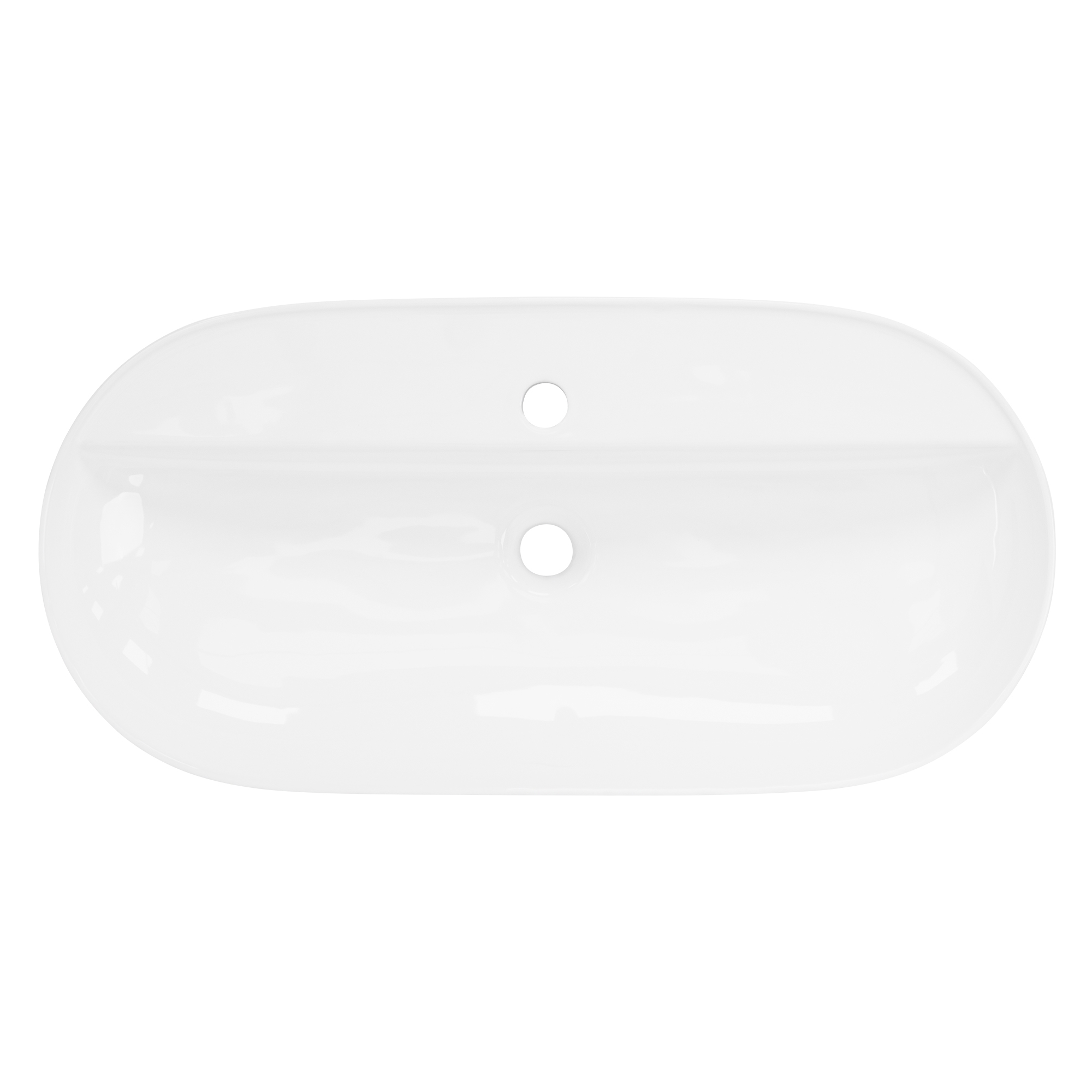 Lavabo ovalado blanco cerámico con desagüe cromado para baño