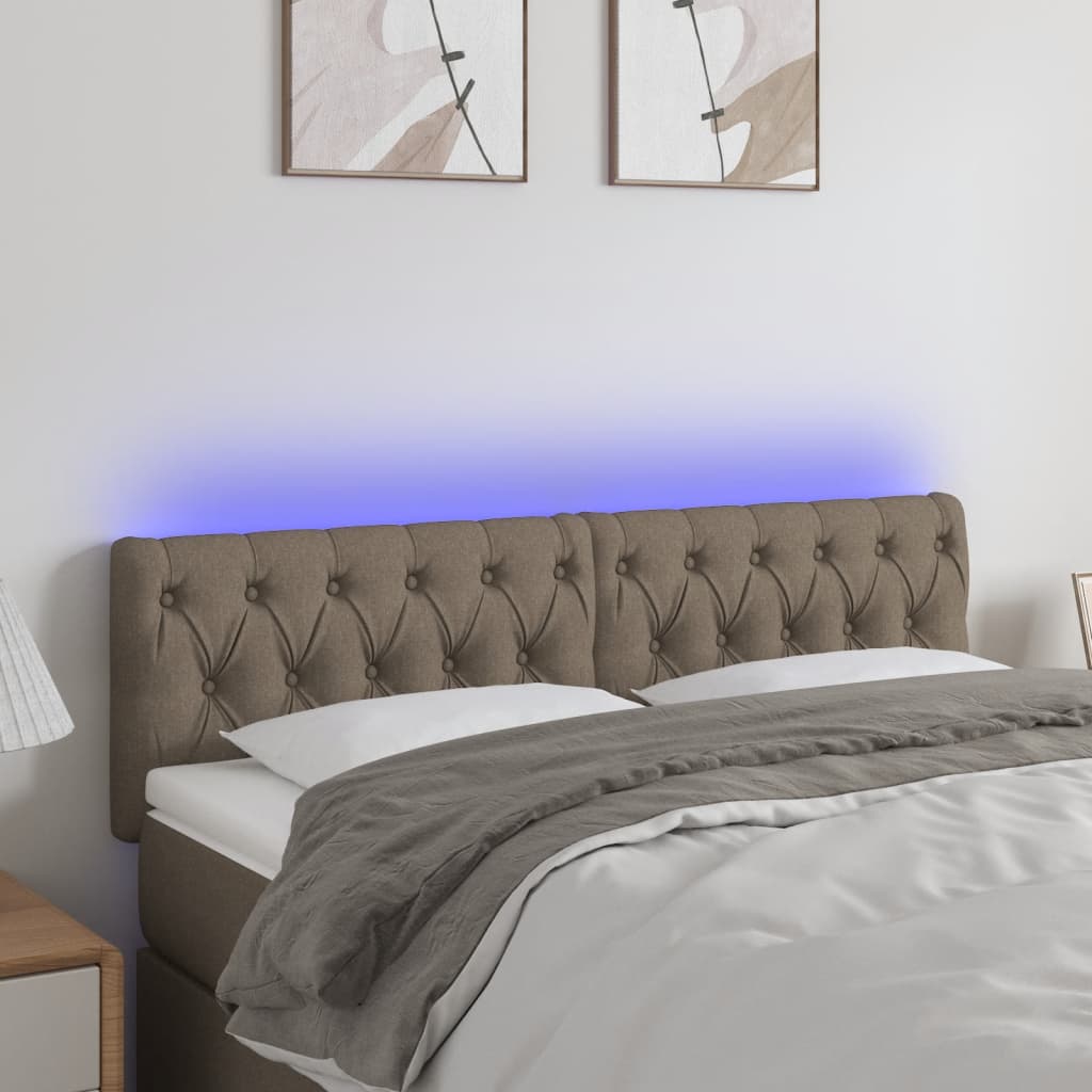 Cabecero con LED de tela gris taupe 160x7x78/88 cm eerf7369