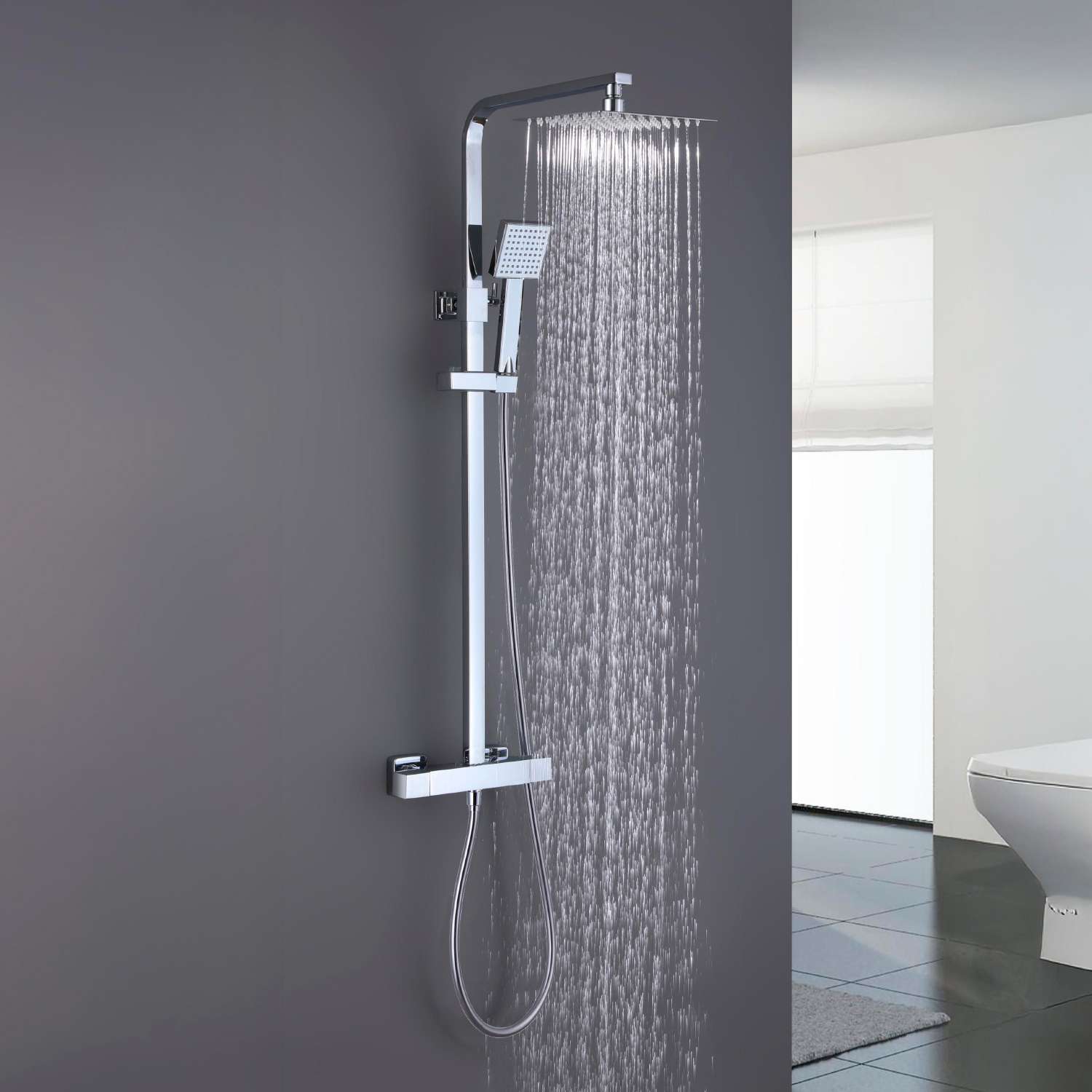 Columna de ducha termostática sky bath cromo inox s304 serie paradise