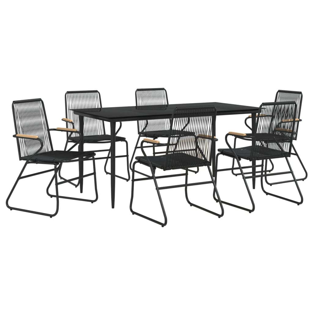 vidaXL juego de comedor para jardín 7 piezas ratán PVC negro