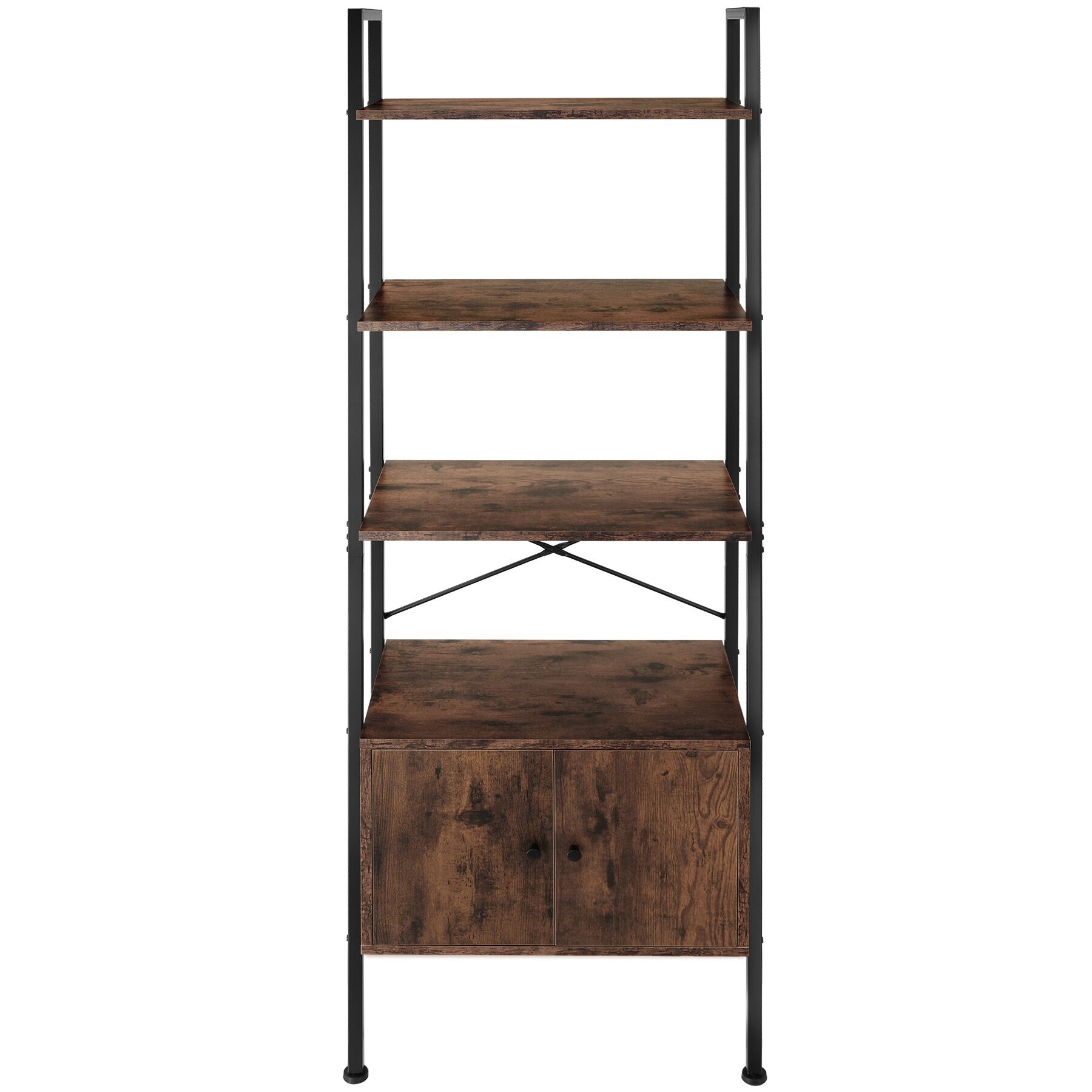 Estantería industrial 4 baldas 2 armarios 57,5x34x173 cm madera oscura