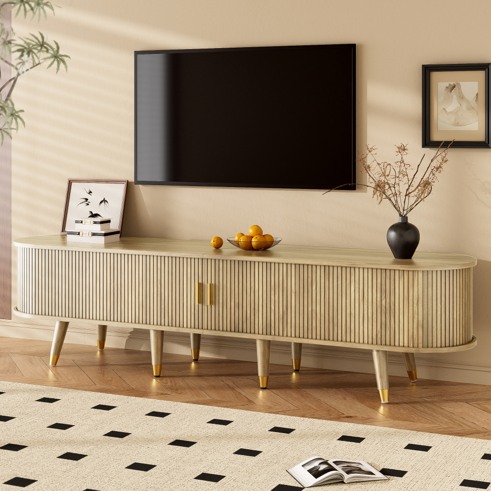 Mueble de tv con puertas correderas roble 45x175x38cm