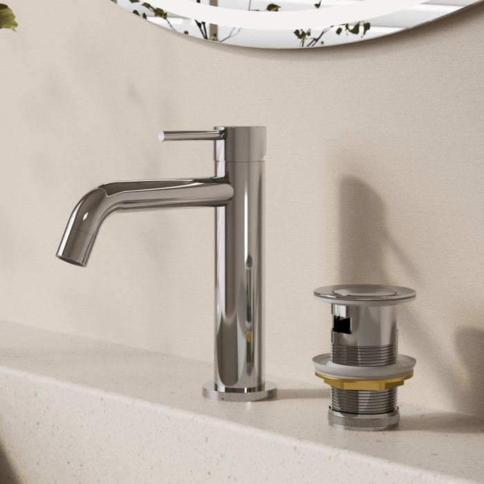 Grifo lavabo monomando cromado con válvula pop-up