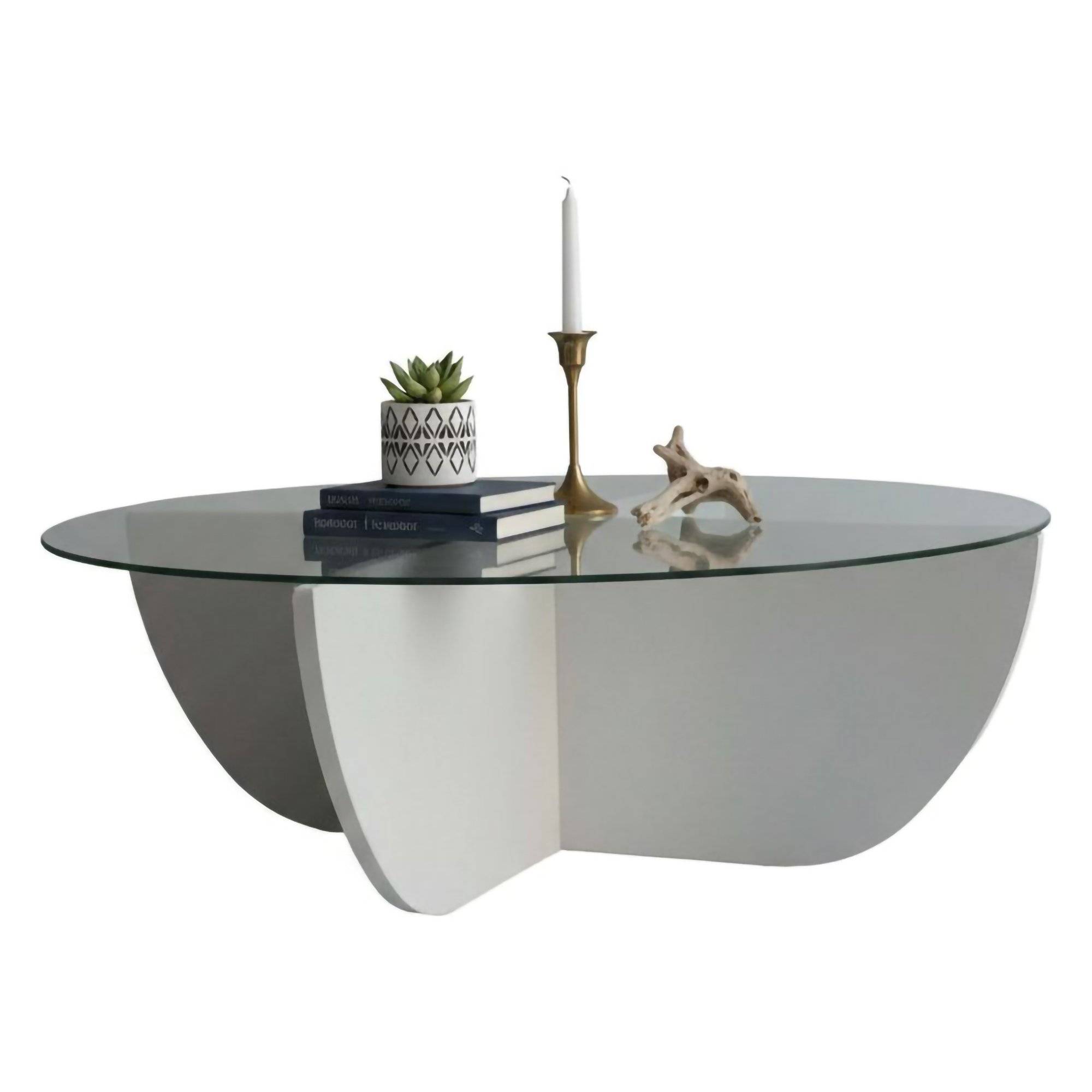 Mesa de centro jolanda, vidrio y madera nobilitada
