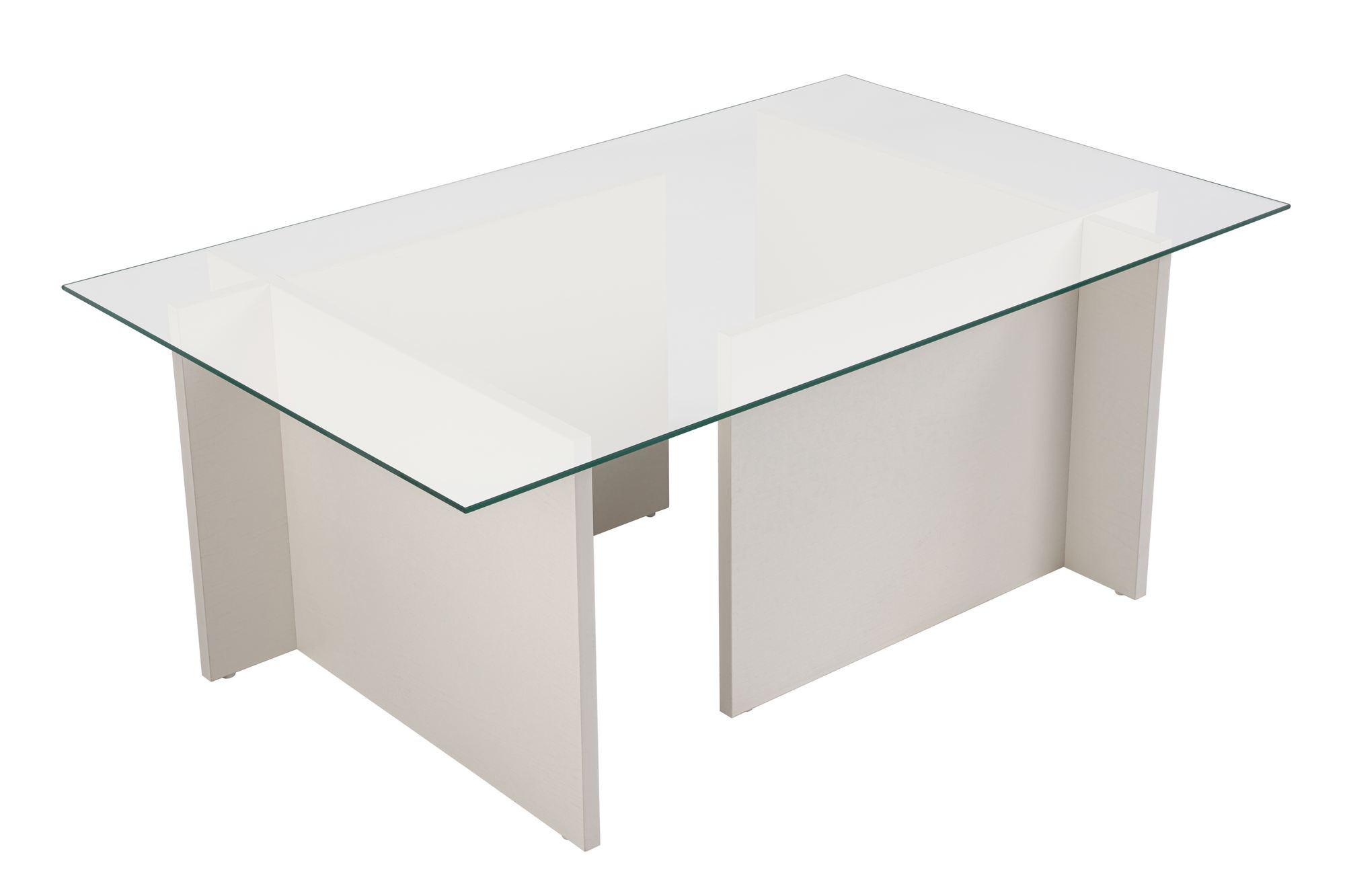 Mesa de centro de cristal <<vetrino>> 105 x 65 x 40 cm - madera blanca