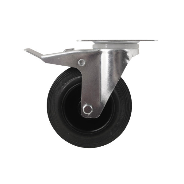 Rueda giratoria ø 12,5 cm con pletina y freno