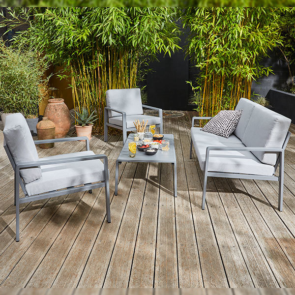 Conjunto de jardín de aluminio para 4 personas Moorea GoodHome