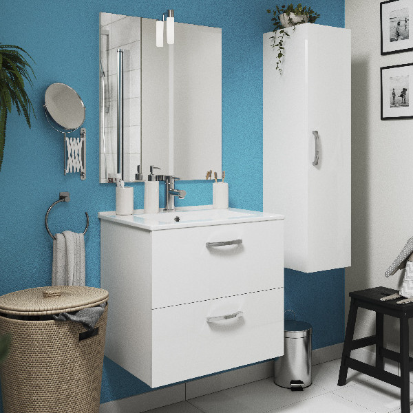 Mueble de baño suspendido Aruna color blanco 80x45cm