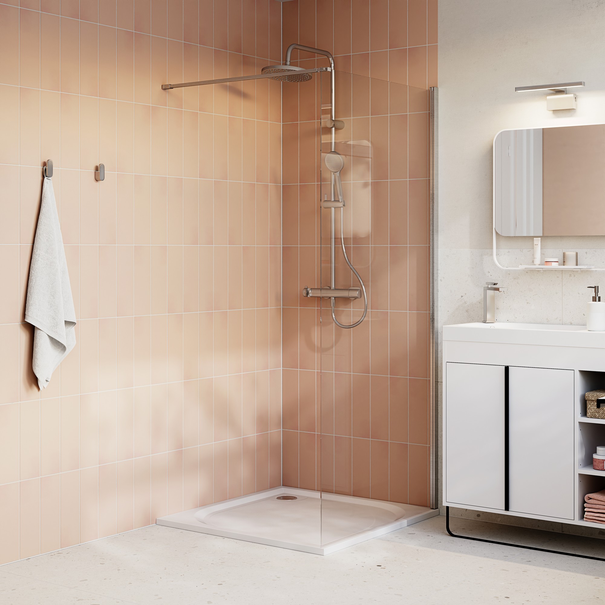 Panel italiano cromo con cristal transparente 90cm Odalia