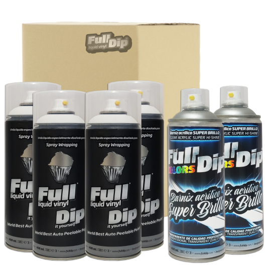Pack 4 x spray full dip blanco + 2 x barniz super brillo