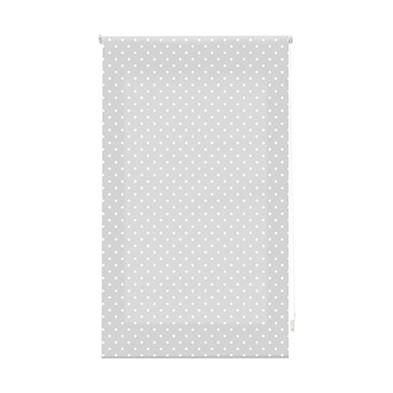 Estor enrollable premium 100x250 azul con motas blancas